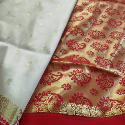 Bengali Lal Paar | Lal Paat | Garad Woven Tussur Silk | Art Silk Saree | Praagneek